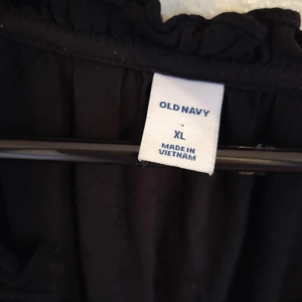 Old Navy Black Long Sleeve V‎ Neck Blouse Size XL  Boho Cottagecore Romantic